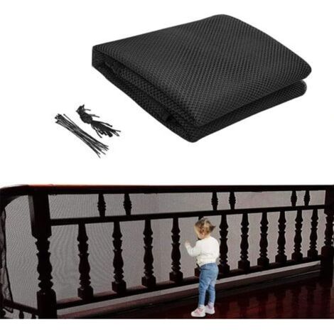 300x79cm Kindersicherheitsnetz für Treppen – Schwarz, Schutznetz für Balkone, Anti-Fall-Netz für Katzen