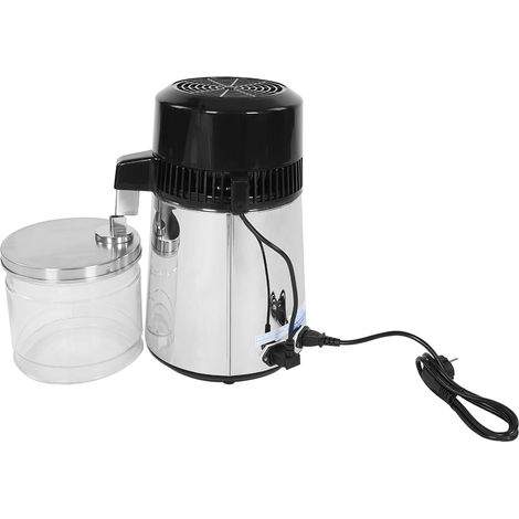 Distillateur d'eau pure électrique de comptoir, coque en acier inoxydable avec bouteille en verre, argent, prise UE (1/5)
