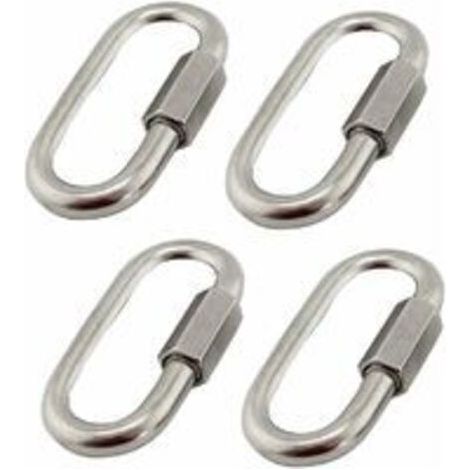 4er-Set Schnellverbinder M6/0,24 aus Edelstahl 304, Edelstahl-Karabiner mit ovalen D-förmigen Schrauben, sehr langlebig für Outdoor/Indoor, Camping und Wandern (1/5)