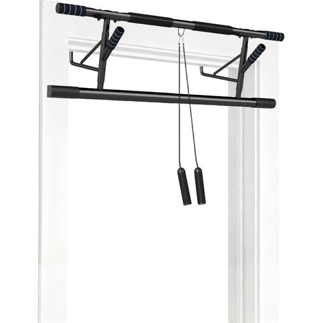 Pull-Up Bar, No-Drilling Chin-Up Bar, Push-Up Stand with Resistance Bands, Padded Handles for Home Gym Exercise, Blue