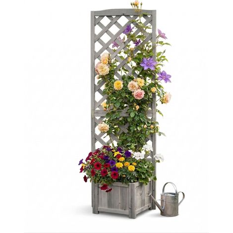 Wooden trellis planter box 180 cm - grey 227458863 227458863 (1/3)