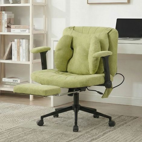 Home office chair, swivel chair, adjustable height desk chair with footrest, load capacity 150kg, gaming chair with armrests, casters, for home office, green (1/5)