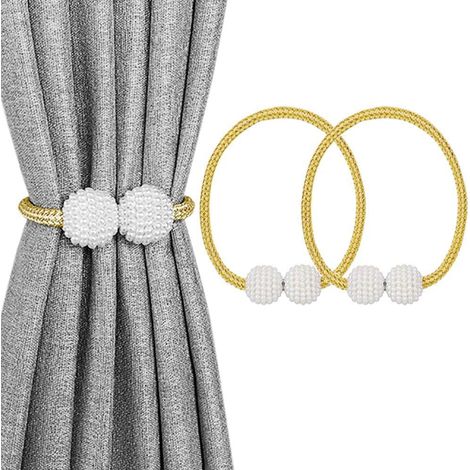 Lot de 2 embrasses magnétiques décoratives et résistantes pour rideaux - Style bohème/campagne/moderne (1/5)