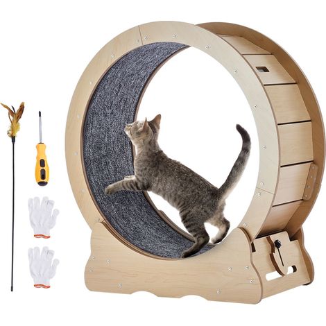 Roue d exercice pour chat,tapis de course de 29,5 pouces avec tapis amovible et jouet,idéale pour l entraînement des chats d intérieur (1/5)