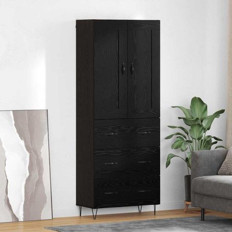 vidaXL  Highboard  Black Oak 69.5 x 34 x 180 cm Engineered Wood