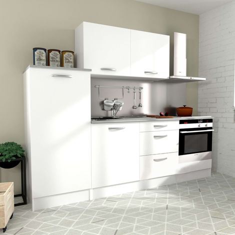 Módulos Individuales y Cocinas Completas en Color Blanco Mate (Cocinas Completas, Cocina 6 Muebles 240 cm)