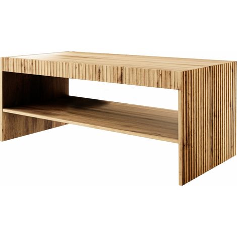 Table basse Remeta 101, Chêne wotan, 51x57x120cm, Diamètre: 0, Stratifié, Angulaire (1/3)