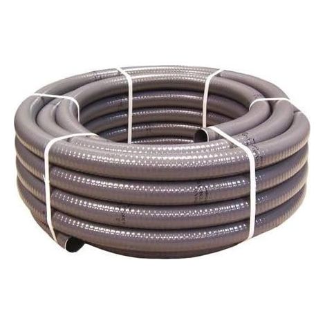 Couronne 25m Tuyau Gris Piscine PVC Pression Souple Semi-Rigide à coller diamètre 50mm extérieur