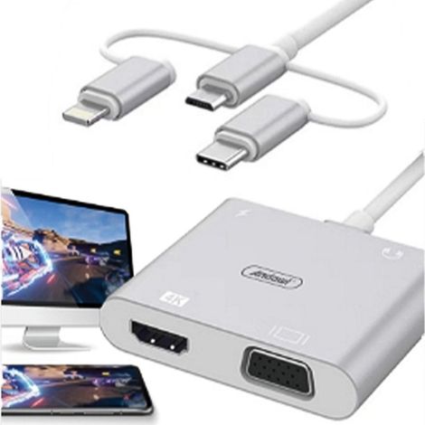 Andowl - Cavo Hdtv 3in1 Adattatore Convertitore Hdmi Maschio-hdmi Femmina Risoluzione 4k Hdr Q-hd399 - (1/3)