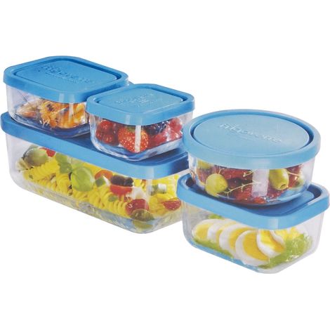 Contenitori in vetro per cucina viaggio porta alimenti set 5 pz frigoverre bormioli Compact
