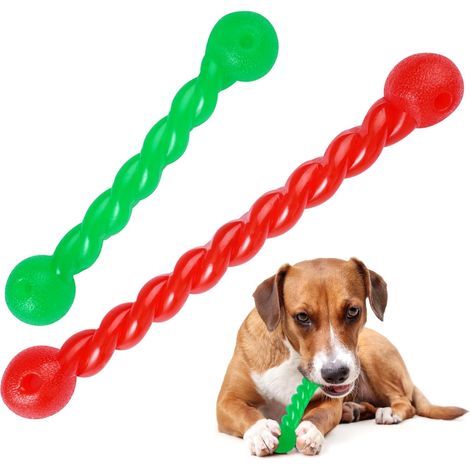 2-teiliges Beißspielzeug für Hunde, unzerbrechliches Kauspielzeug, Gummispielzeug, spiralförmiger Kauknochen aus Gummi, Beißring zur Zahnreinigung und Zahnfleischmassage (29 cm)