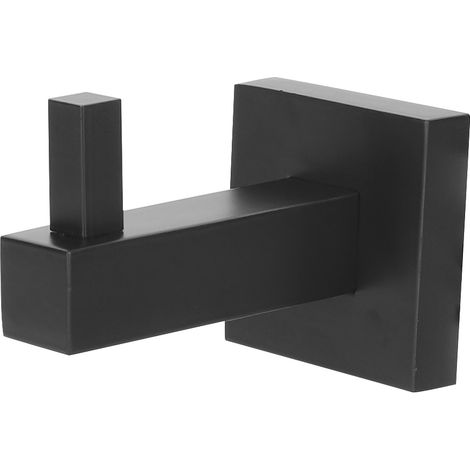 Porte-manteau acier inoxydable noir mural salle de bain cuisine rangement vetements 4.4x4.4cm crochet 7cm 160g avec vis (1/5)