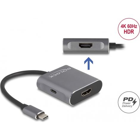 Delock Divisor USB Type-Câ¢ (modo DP Alt) a 2 x HDMI MST con USB Type-Câ¢ PD
