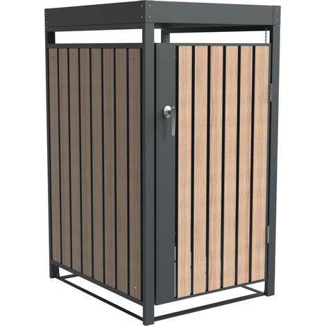Westmann Metall Mülltonnenbox Planta  1x240 L  Anthrazit/Holzoptik  84x68x124 cm