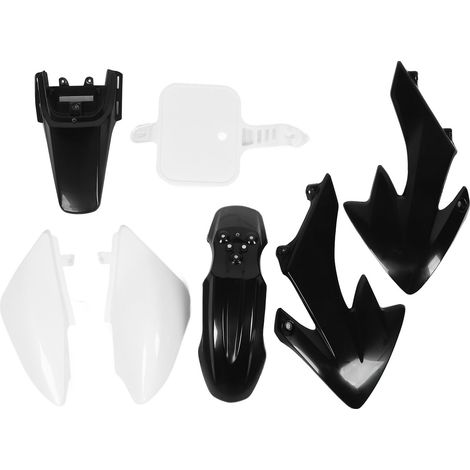Kit completo di pellicole protettive in plastica per carenatura moto CRF50 XR50 da 50cc a 160cc, protezione dagli schizzi: quattro nere e tre bianche. (1/4)