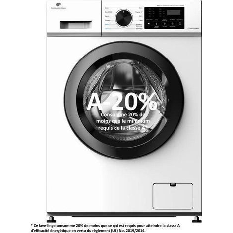 Continental Edison – Lave-linge hublot 8 kg CELL8120IWP – 1200 tr/min – Classe A – Moteur à induction silencieux – Design bicolore blanc et noir (1/5)