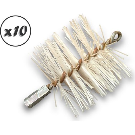 Lot de 10 Brosses à tube PRO NYLON Ø 140 mm Raccord M12175 femelle Ame en acier torsadé Nettoyage brossage tube et canalisation Kibros 41SCN140x10