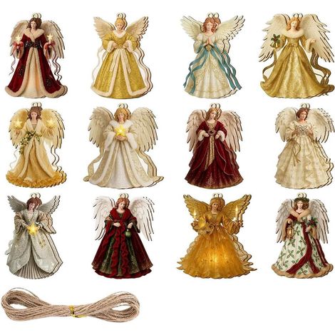 Angel - Bois - Décoration De Noël - Pour Arbre À Cadre Fenêtre Ou Guirlande - 24 Pièces (1/5)