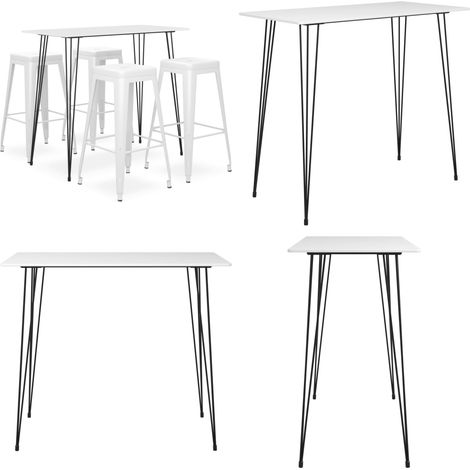 5-tlg. Bar-Set Weiß - Bar Set - Bartisch - Barhocker - Kücheninsel - Wohnzimmer Dekoration - Home & Living (1/5)