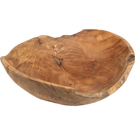 Saladier en Teck Massif Recyclé - Diamètre 30cm - Fait Main - Pièce Unique avec Contours Bruts - Bois Naturel Durable - Style Ethnique