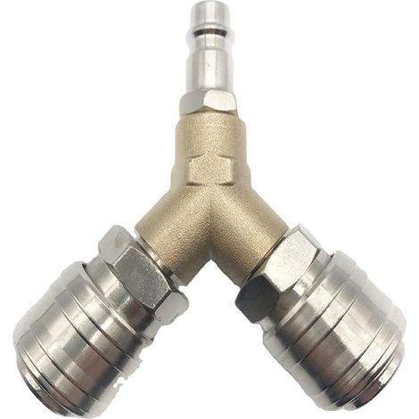Distributeur d'air comprimé avec interrupteur, tout en laiton inoxydable, équipé de deux raccords filetés 1/4 pouce, pour systèmes d'air comprimé, (1/5)