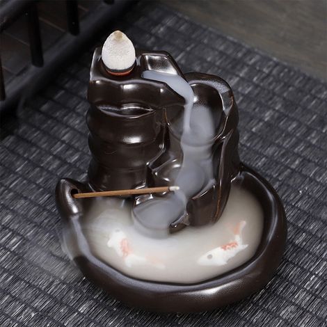 Fontaine À Encens - Fontaine À Encens À Écoulement Arrière En Céramique - Décoration Intérieure Pour Méditation Et Yoga - 1 Pièce (1/5)