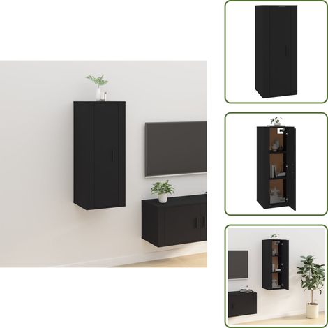 TV-Wandschrank Schwarz 40x34,5x100 cm - TV Schrank - Wandregal - Fernsehschrank - Regal Schwarz - Holzwerkstoff Möbel (1/5)
