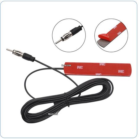 Antenne FM pour automobiles et motos, antenne patch à gain élevé de 5 dBi pour pare-brise avant, 115 x 20 mm (1/5)