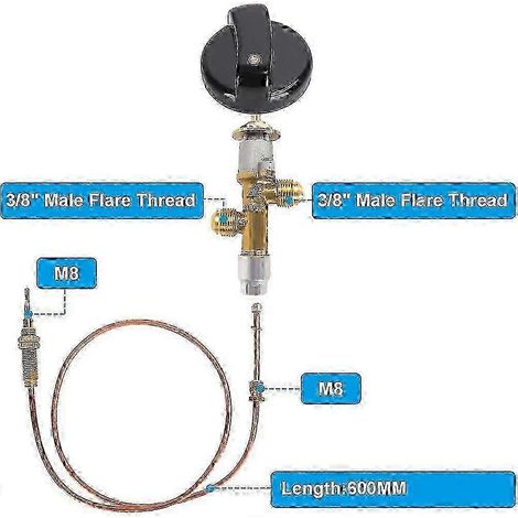 Kit de remplacement de vanne de contrôle de flamme pour foyer au gaz et brasero thermocouple SZRH AD (1/4)
