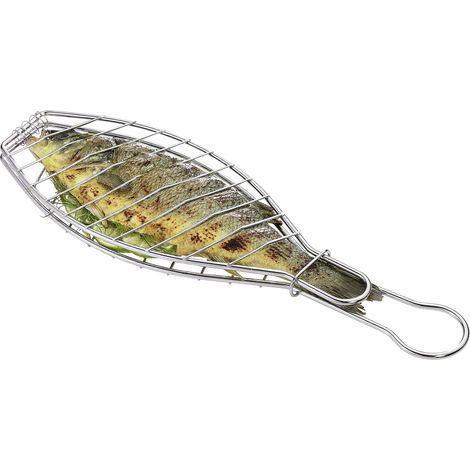 Grille de barbecue pliable en acier inoxydable en forme de poisson, 35,8 x 12 cm (1/4)