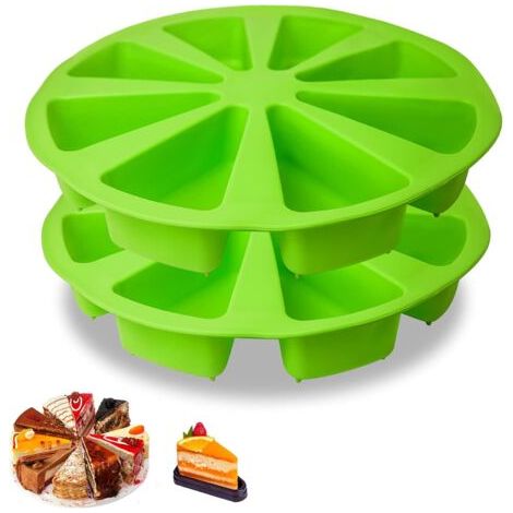 Lot de 2 moules à scones à gâteau en silicone, moule à gâteau à pizza triangulaire à 8 cavités, moule à gâteau de 4 pouces de diamè (1/5)