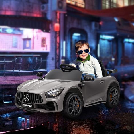 Coche Eléctrico para Niños de +3 Años Mercedes-Benz AMG GTR con Batería 12V Mando a Distancia Faros Bocina Música Plata (1/5)