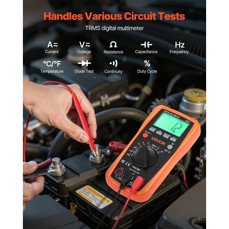 Multimètre Numérique, 4000 Points, Multimètre Professionnel TRMS Voltmètre Test de Tension CA CC, Courant, Résistance, Capacitance,… (1/5)