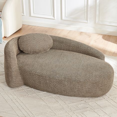 Sofá individual de teddyfleece, diseño redondeado, 170 x 96 x 62 cm, marrón HAVRYA (1/5)