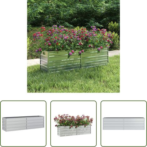 Lit surélevé - Lit surélevé de jardin 160x40x45 cm Acier galvanisé Argenté (1/5)
