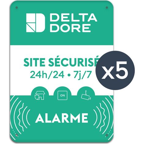 Plaque signalétique métallique pour site sécurisé – Alarme et vidéosurveillance – Delta Dore