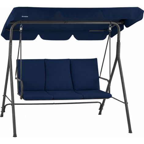 HinHocker Hollywoodschaukel 3-Sitzer mit Sonnendach Dunkelblau, bis 250 kg belastbar, Gartenschaukel (1/5)
