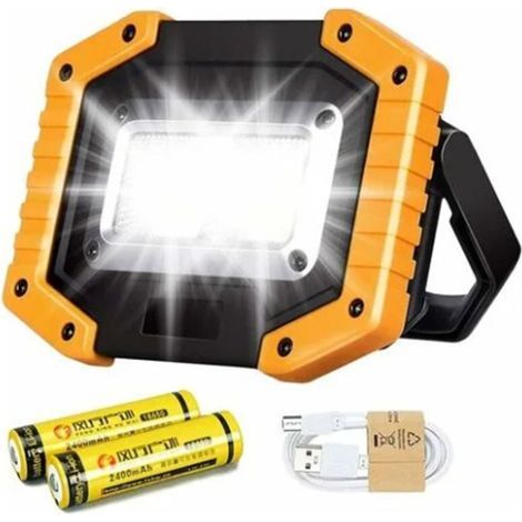 Lampe De Travail Portable Rechargeable 30W 2000LM Projecteur COB LED 3 Modes Etanche USB Camping Garage Randonnee (1/4)