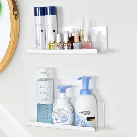 Lot de 2 Étagères de Rangement Panier de Douche Murales sans Trous (1/5)