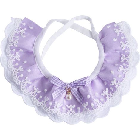 Bavoir en dentelle pour animaux de compagnie de style féerique collier de chien de collier de chien de collier de chat de fleur de plaid（Violet M） (1/5)