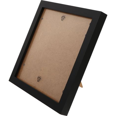 Cadre Photo Carré en Matériau Synthétique Noir, Protection Photo et Support Stable, Décoration de Bureau ou Maison Simple et Polyvalente (1/5)