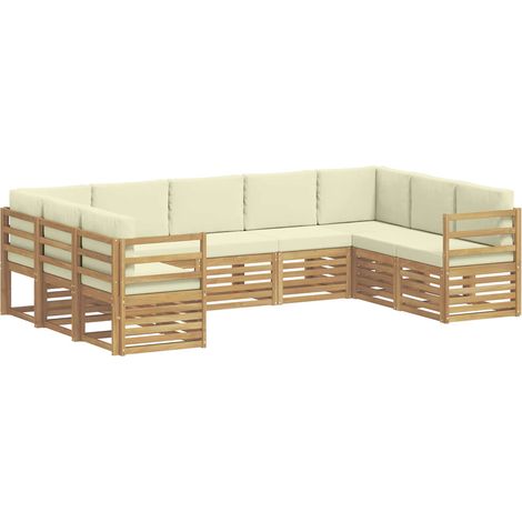 Ensemble de canapé d'angle 9 pcs Blanc et crème Polyester vidaXL (1/5)