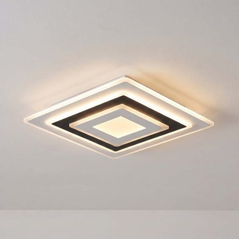 [NEUWERTIG] B-Ware Lindby Deckenleuchte Rebeka LED Lampe dimmbar CCT 50x50cm schwarz weiß 2400Lumen (1/2)