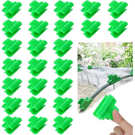 GDHZS- 50 Pièces Clips pour Serre de Jardin, 16mm Antidérapant Pinces de Serre, Vert Plastique Pinces à Effet de Serre, Couverture Filet Tunnel Cerceau Clip (1/5)