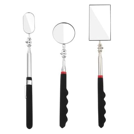 Lot de 3 miroirs d'inspection télescopiques, rétractables, kit surveillance pour inspection des véhicules, observation cils - (1/5)