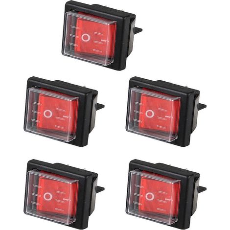 Interrupteur à bascule étanche SPST 4 broches 36 x 29 mm pour aspirateurs industriels avec couvercle étanche (lot de 5) (1/5)