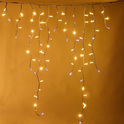 Luccika Professional Line stalattiti tenda a pioggia 4x1,5 metri con 304 luci di Natale a Maxi Led Bianco Caldo con flash Bianco Ghiaccio per esterno e interno Bianco Caldo 4x1.5 metri - 304 Maxiled B