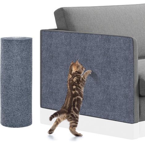 selbstklebende Katzenkratzmatte, strapazierfähiges Polyester, zuschneidbar für Sofa und Wand, Grau (1/5)