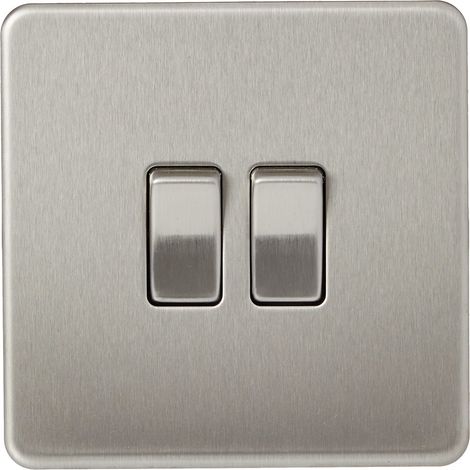 Interrupteur 2 Voies sans vis 10 A Chrome brossé (1/5)