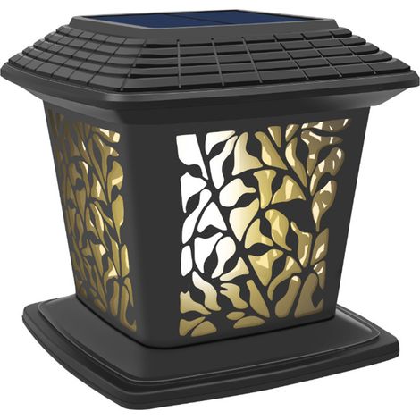 Lampe solaire extérieure 2 W pour poteau, lumière blanche/chaleureuse réglable, IP65, batterie 1500 mAh intégrée (bois) (1/5)